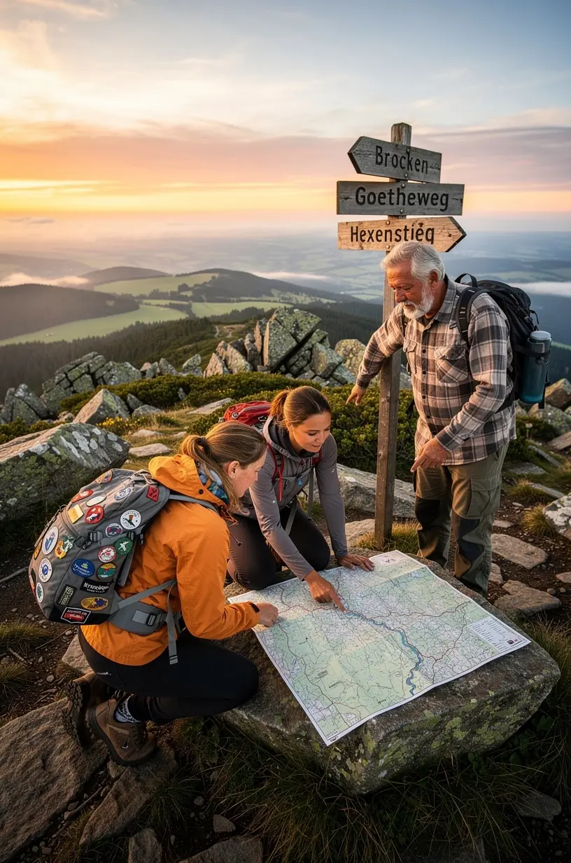 Übersichtskarte einer Wochenendroute mit eingezeichneten Übernachtungsmöglichkeiten und praktischen Rastplätzen entlang des Weges.